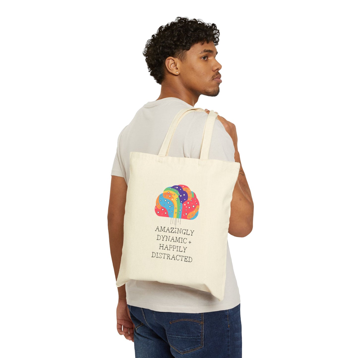 ADHD "Amazing Dynamic + Happily Distracted" Canvas Tote Bag